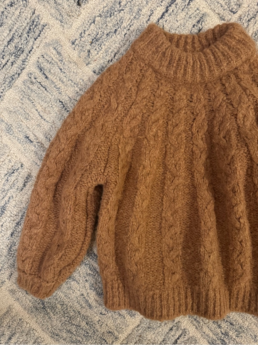 Zara Chunky Cable Knit Turtleneck Sweater - Brown